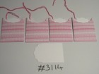 Set of 4 #3114 Pink Geometric Stripe Unique Handmade Gift Tags
