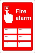 Fire alarm signs zone 1 - zone 6 Safety sign 