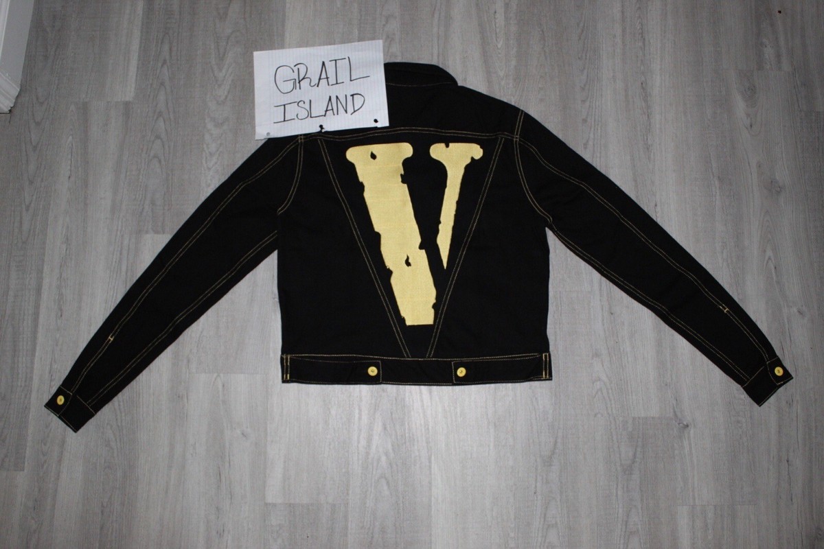 NEW VLONE Gold Sample Friends Embroidered V Graphic Denim Jacket