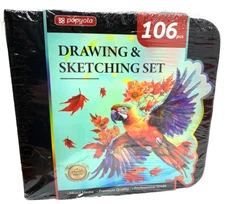 106 PCS Art Supplies Drawing Kit, Pro Drawing Supplies with 3-Color Sketchbook, 