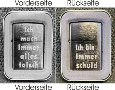 Zippo ICH BIN IMMER SCHULD chromgebürstet  MIT oder OHNE Geschenk-Etui