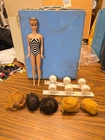 Vtg 1962 Mattel Fashion Queen Barbie With Swimsuit, 5 Wigs & 2 Wig Stands