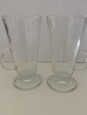 Set of 2 Cask & Cream Liqueur Glass Mug Drinking Glass E&J Pedestal 6" Handled 
