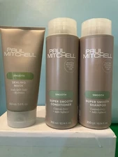3 Paul Mitchell Super Smooth Shampoo, Conditioner & Sealing Mask New Package