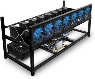 Kingwin KC 8GPU 8 GPU Open Air Aluminum Mining Rig Case Frame   7 Fan Slots