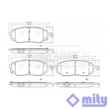 Fits Kia Sorento 2015- Hyundai Santa Fe 2018- Brake Pads Set Front Mity