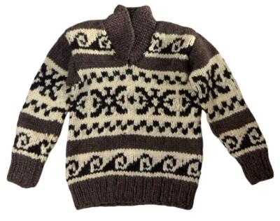 VINTAGE INDIANER HANDGESTRICKTER COWICHAN PULLOVER SALISH INDIANER ROCKABILLY S
