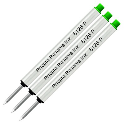 3 X - Private Reserve Ink P8126 Short Capless Rollerball Refill, Schmidt, Green