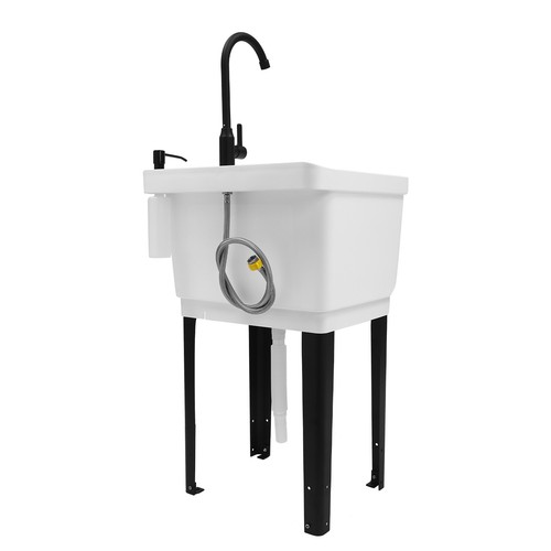 Utility Sink Laundry Tub Freestanding Utility Sink with Stainless Steel Faucet - Picture 19 of 20