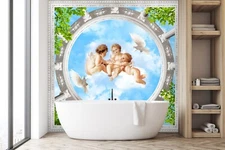 3D Dove Angel ZHUA13175 Wallpaper Wall Murals Removable Self-adhesive Amy