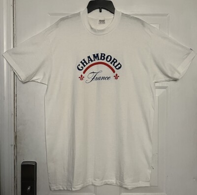 Stedman Single Stitch Chambord France White T-Shirt Size XL Made in USA Vintage