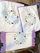VINTAGE Hand Quilted Embroidered Flower Bouquet  Patchwork QUILT Shams byx