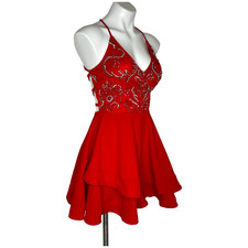 B Darlin Strappy Embellished A-Line Dress Red Junior's Size 7 Prom Homecoming