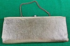 Vintage Gold Color Textured Synthetic Clutch Purse Approx 11" Long