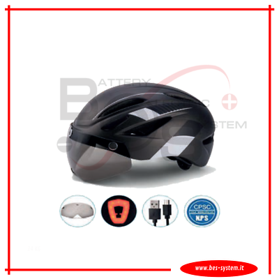 Casco bici monopattino elettrico adulto, con luce a LED fissa o