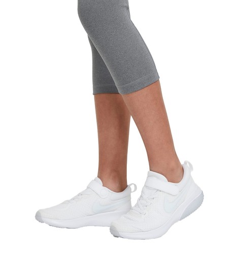 Nike Youth Girls Pro Capri Leggings in Carbon Heather/White - Picture 4 of 7