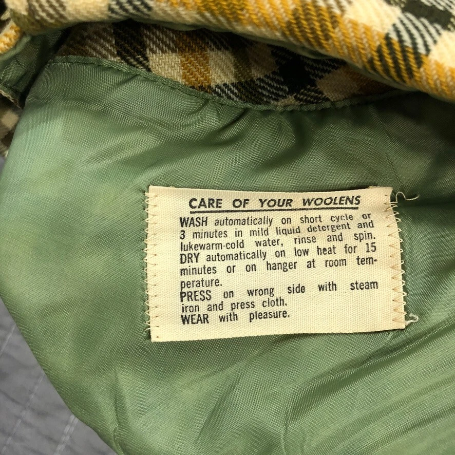 Camisa Pendleton Vintage Hombres Mediana Amarilla Cuadros Pura Lana Virgen Caminata Campamento Años 60 Foto 4 de 4