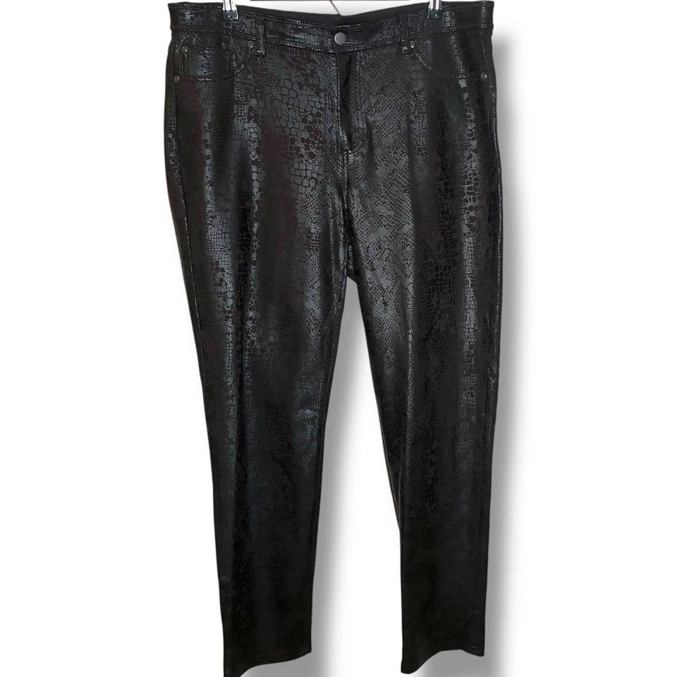 Pantalones Chico’s Imitación Cuero Reptil Talla 2.5 (14) Espresso Elastizados Adelgazantes Legging Foto 2 de 4