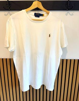 Polo Ralph Lauren Custom Slim Fit Herren T-Shirt Weiß Gr. L Baumwolle Logo