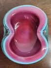 Murano Barbini Cased Glass Bowl Ashtray Dichroic Glass Blue Pink Sparkles -6"×5"