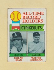 1979 Topps #417 Nolan Ryan, Walter Johnson All-Time Strikeouts Leaders