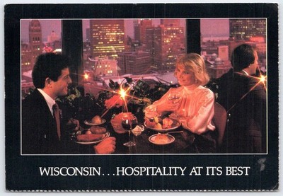Vintage Wisconsin Hyatt Regency Milwaukee Dining Postcard 1989