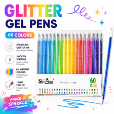 60 Colors Glitter Gel Pens 1.0mm Metallic Ink Art Drawing Colouring Craft Set