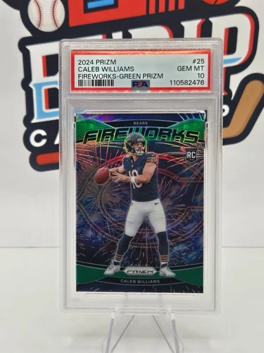 2024 Panini Prizm Rookie Caleb Williams 25 Green Rc PSA 10 Fireworks Insert