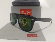 NEW Ray-Ban Wayfarer RB2140 Sunglasses Gloss Black Frame G15 Green Lens 50mm UK