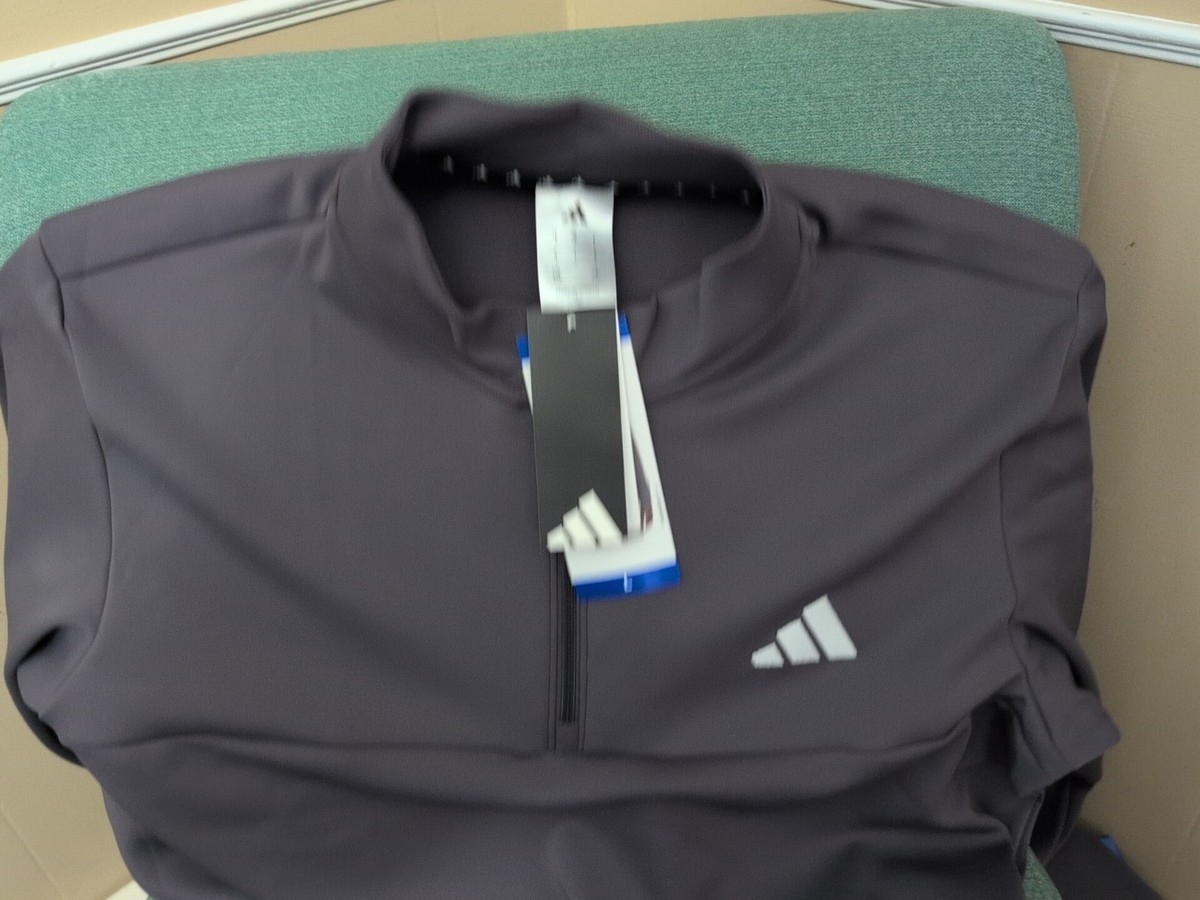 Adidas 1/4 Zip Longsleeve Layering Active Top Large Mens NEW Gray