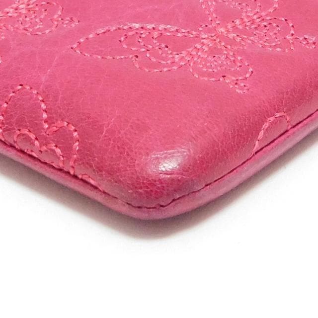 Anna Sui Pink Leather Butterfly Pattern Long Wallet Card & Coin