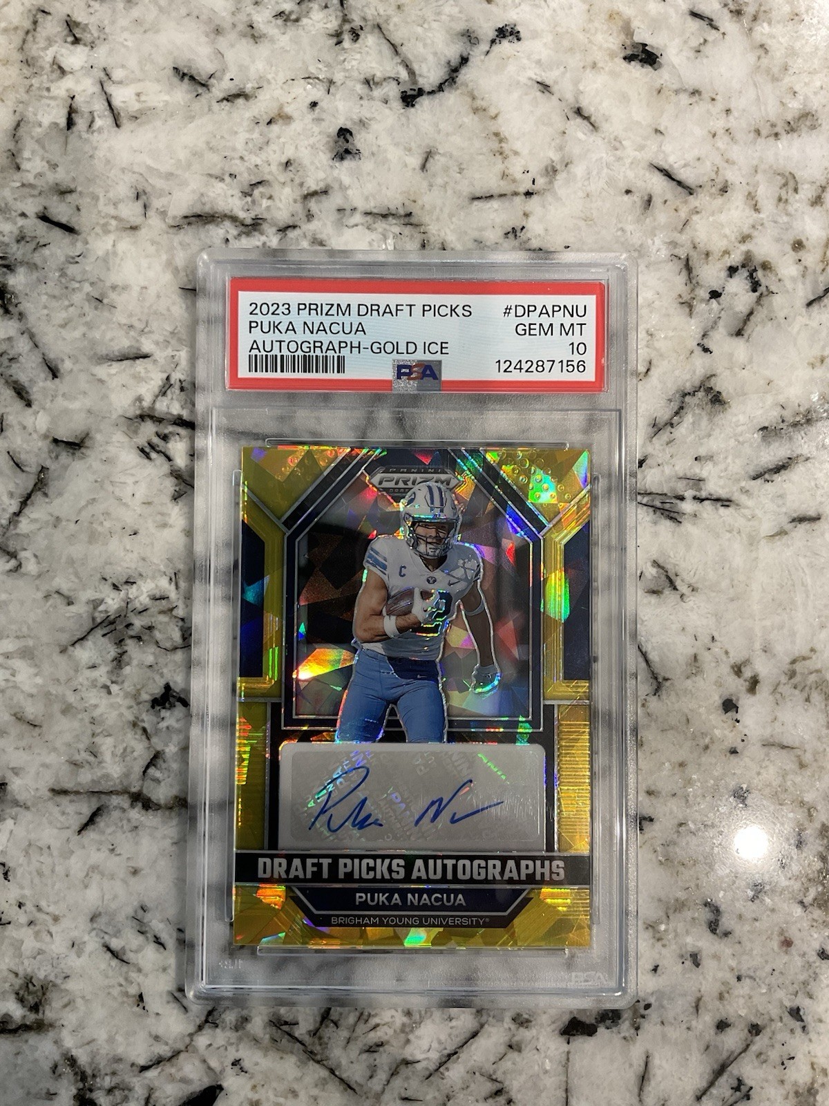 Puka Nacua Panini Prizm Draft Picks Draft Picks Autographs #DPAPNU Gold Ice
