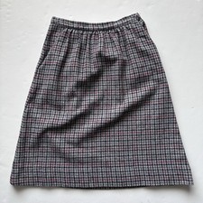 Vintage Classic Fashions Skirt Wool Blend Knee Length 70s Gray Plaid Women s 10