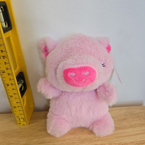 7 Zoll kleines rosa Schwein Plüschtier übrigens zum Feiern NEU Stofftier - Bild 1 von 8