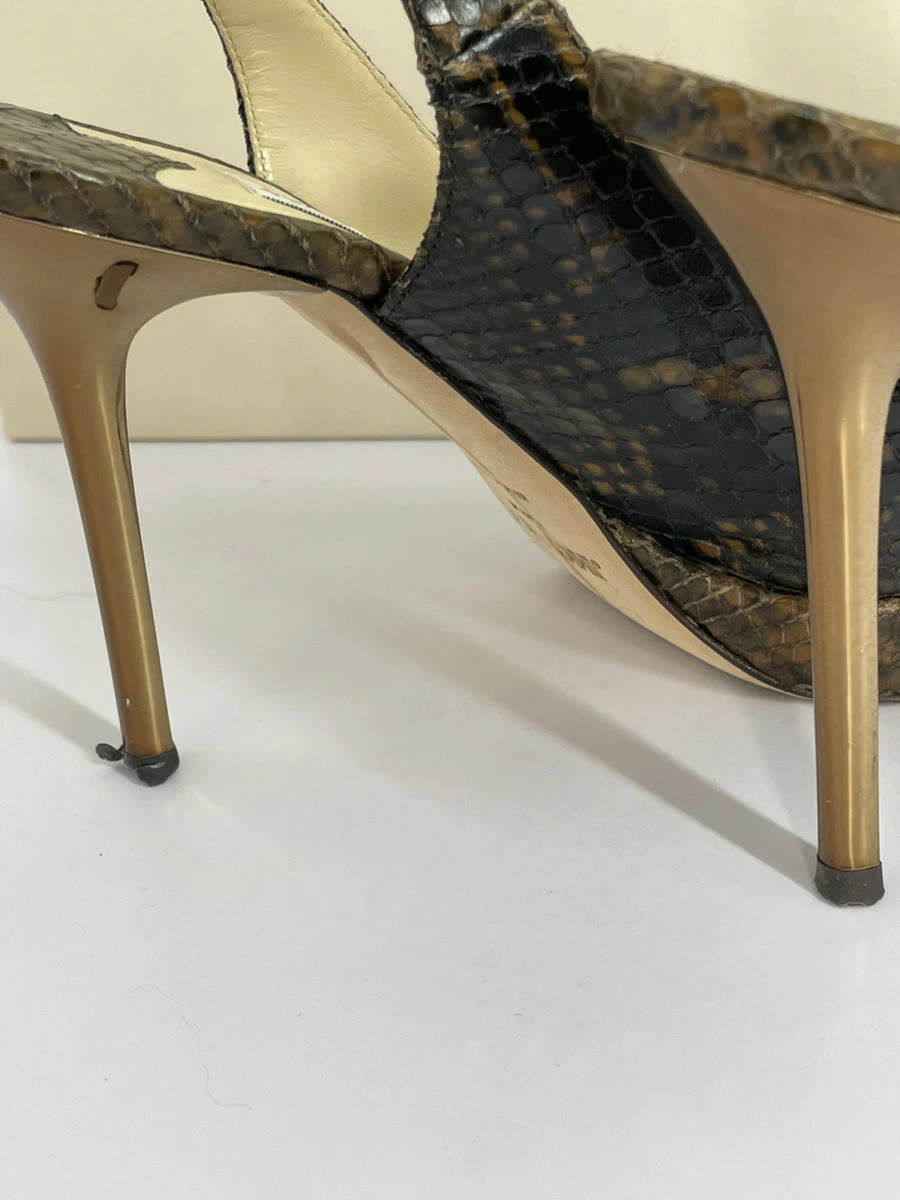 Jimmy Choo 131NOVA Python Snake Print Sandals Bro… - image 4