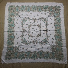 Vintage Blue And Tan Paisley Scarf Square 30  X 30  Raw Edge
