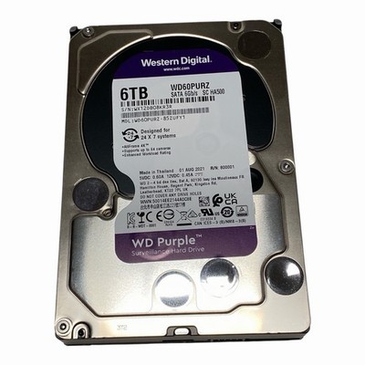 WD PURPLE SURVEILLANCE SATA HARD DRIVE 6TB 3.5'' WD60PURZ-85ZUFY1