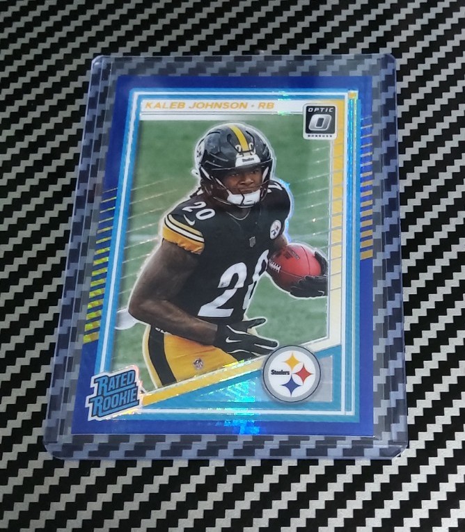 2025 Panini Donruss Optic Kaleb Johnson Rated Rookie #232 Blue Hyper Prizm NM