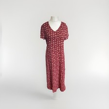 Vintage Laura Ashley Size Medium Red Floral Maxi Dress Ditsy Tea Dress