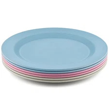 Bamboo Plates - Set of 6-8 Inch Bamboo Kids Plates and Baby Plates - Bamboo