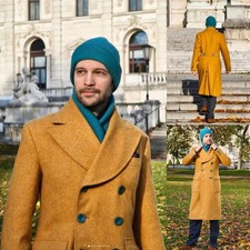 Cashmere Men's Overcoat Double Breasted Outdoor Wear Wool Casual Long Jacket