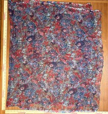 vintage sheer paisley purple red blue super large square scarf