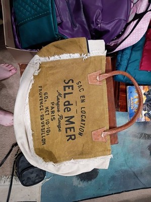 Sel De Mer Retro Tote Bag Genuine Leather & Canvas Handbag Women Casual 32