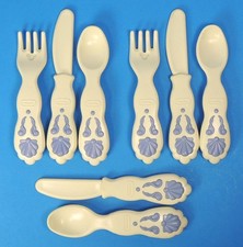 LITTLE TIKES CHILD SIZE Elegant Victorian SILVERWARE Lot White w/Purple Shells