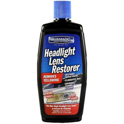 Blue Magic 725-06 Headlight Lens Restorer, 8 Oz, Bottle, Blue