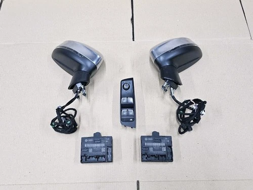 14-18 GENUINE AUDI S1 8X ELECTRIC FOLDING WING MIRROR KIT SET INC MODULES & LOOM