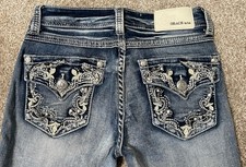 Grace in LA women  s Medium Wash rhinestone Pocket Bootcut Stretch Denim Jeans