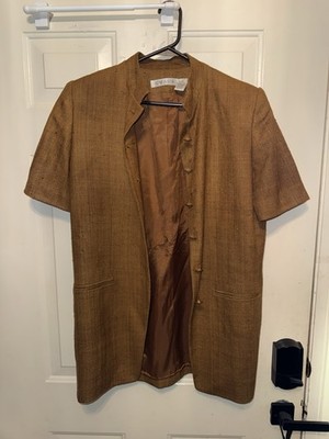 Chaus Light silk/linen Blazer collar buttons  pockets SZ 12 (WTF76)