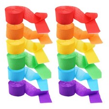 12Pcs Assorted Color Birthday Streamers Party Decorations Paper Crepe Streamers