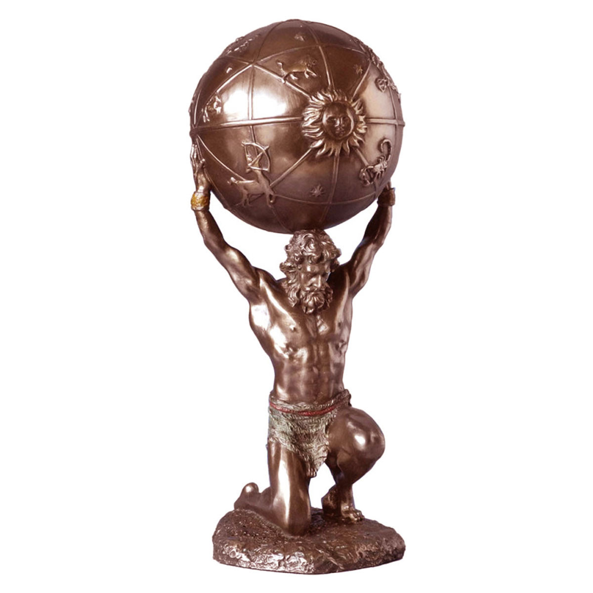 Statue Atlas en bronze polyrésine de 30cm pour une décoration de bureau raffinée